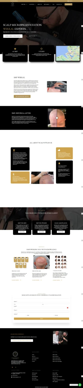 An image of the homepage of scalp-styles.